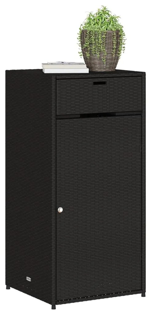 Armadietto portaoggetti da giardino nero 55x55x111cm polyrattan