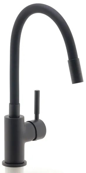 FERRO - Rubinetto per lavello con braccio flessible opaco nero