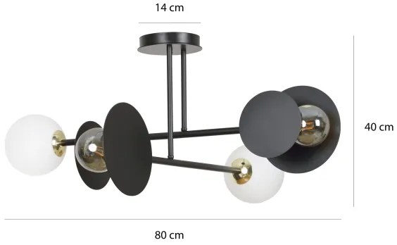 Lampadario a sospensione con supporto rigido MINERVA 2xE27/15W + 2xE14/10W/230V nero
