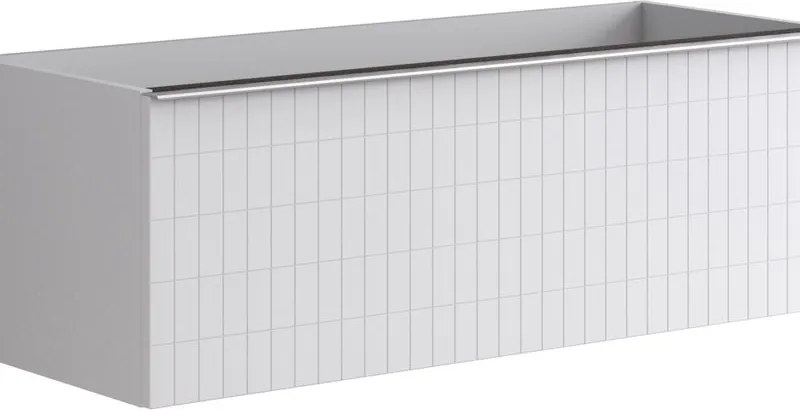 Mobile da bagno sospeso sotto lavabo Pixel 1 cassetto grid con maniglia alluminio brillante L 120 x H 40 x P 45.5 cm bianco laccato opaco