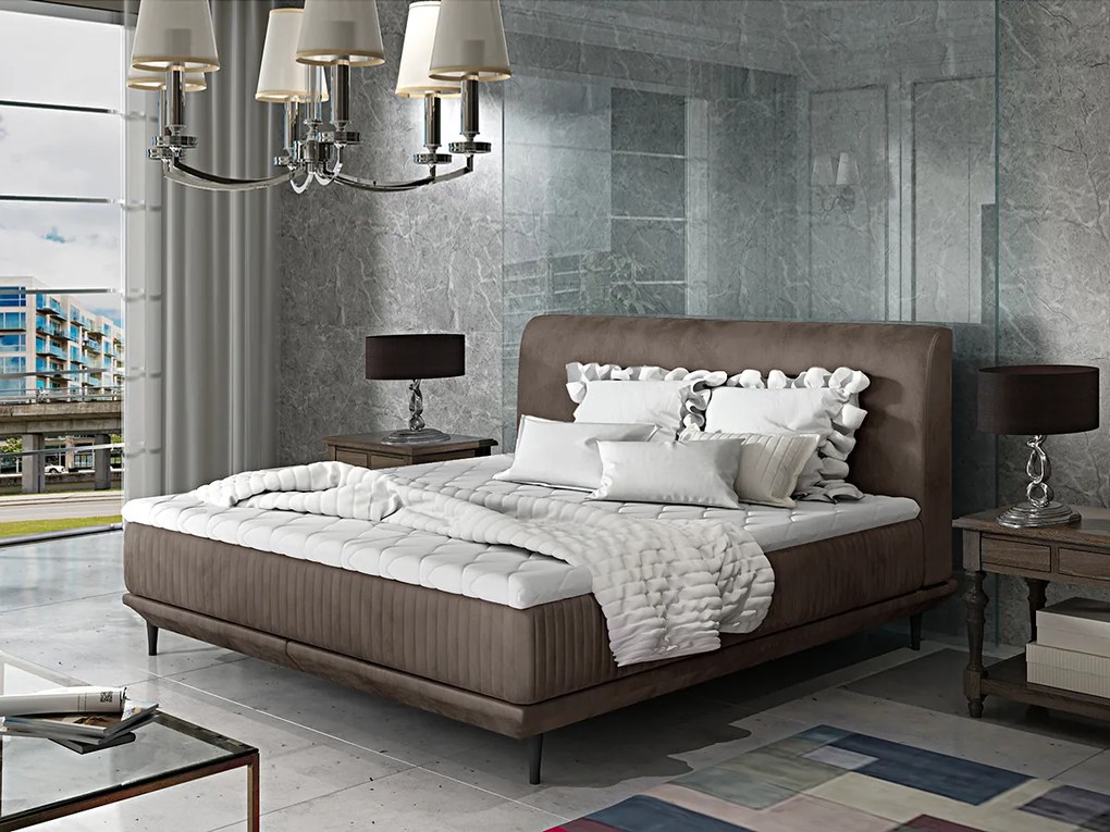 Letto matrimoniale boxspring Australia - 180 x 200 cm , Tessuto tortora