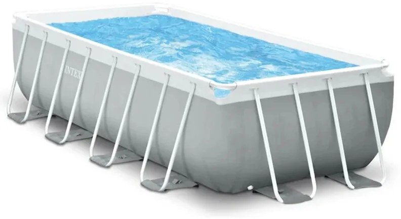 Intex - 26792NP – Piscina Fuori Terra Prisma Frame Rettangolare, Pompa Filtro 3785 L/h, Scaletta, Telo Base e Copertura, 10874 l, Acciaio e pvc,