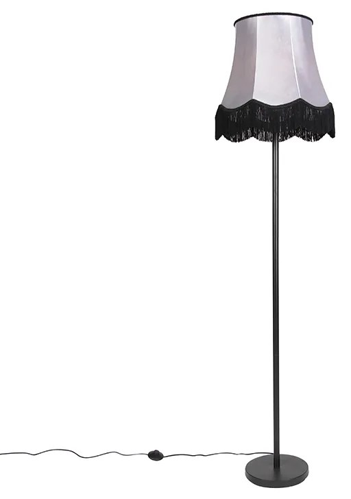Lampada da terra classica nera con paralume Granny B grigio - Simplo