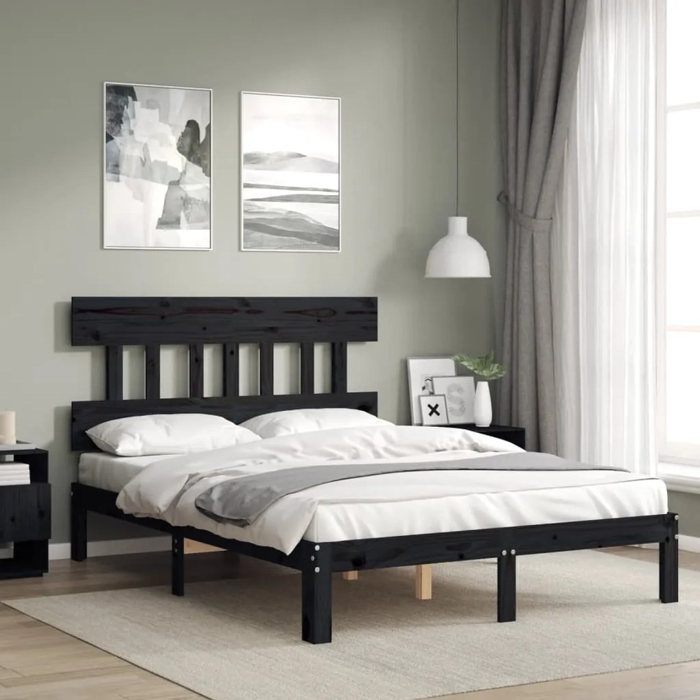 Giroletto Con Testiera Nero Double İn Legno Massello /
