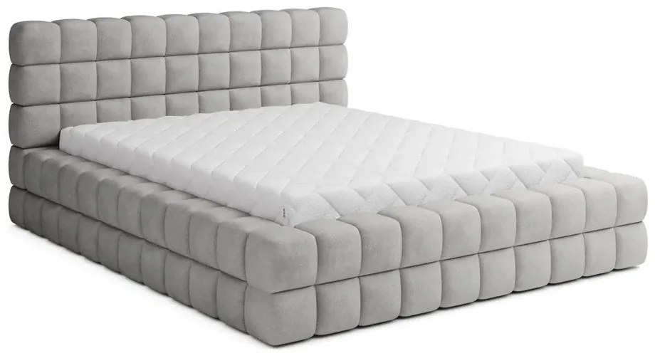 Letto matrimoniale imbottito grigio con contenitore e rete inclusi 160x200 cm Dizzle – ELTAP