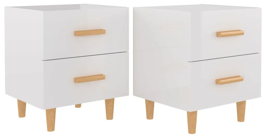 Comodini 2 pz Bianco Lucido 40x35x47,5 cm