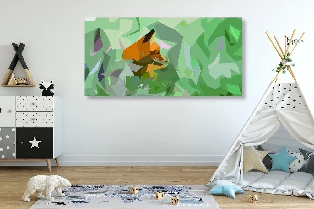 Quadro su tela – Volpe con elementi astratti