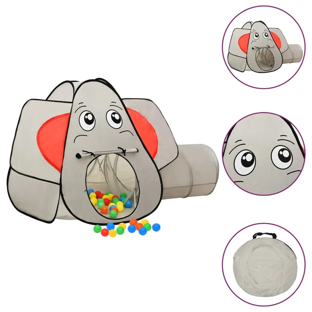 Tenda Gioco Bambini Elefante Grigio 250 Palline 174x86x101 Cm /
