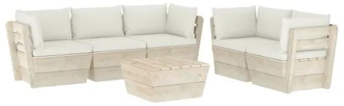 Set Divani da Giardino su Pallet 6 pz con Cuscini Legno Abete