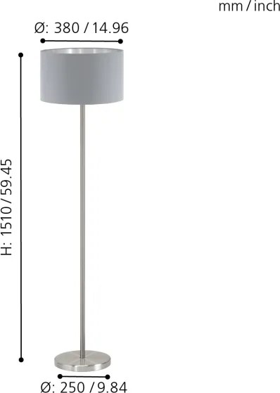 Eglo 95173 - Lampada da terra MASERLO 1xE27/60W/230V