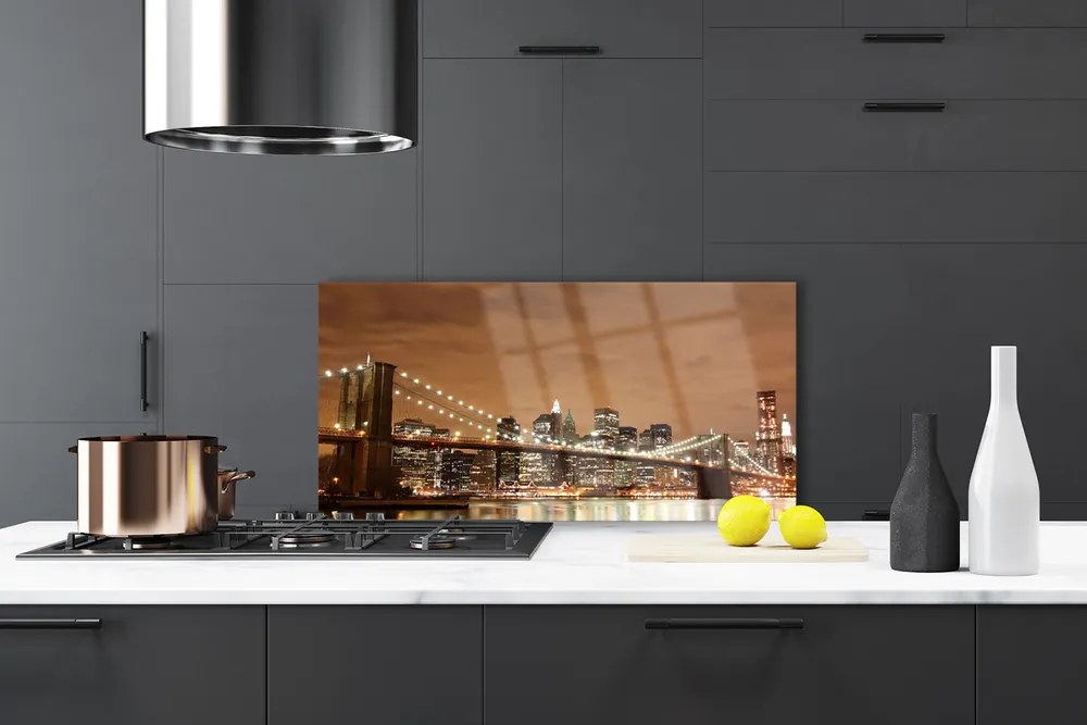 Rivestimento parete cucina Architettura della città del ponte 125x50 cm