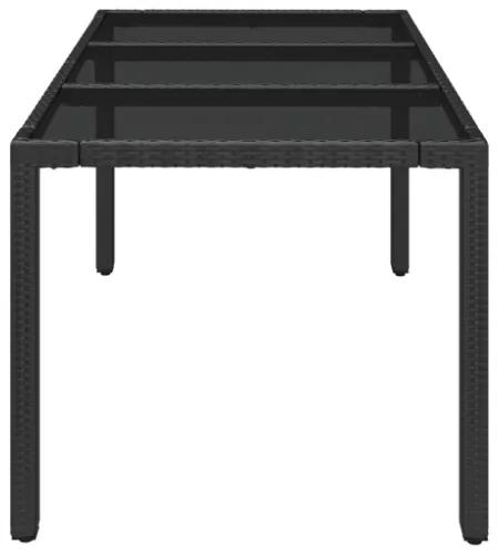 Tavolo da Giardino Piano in Vetro Nero 150x90x75 cm Polyrattan
