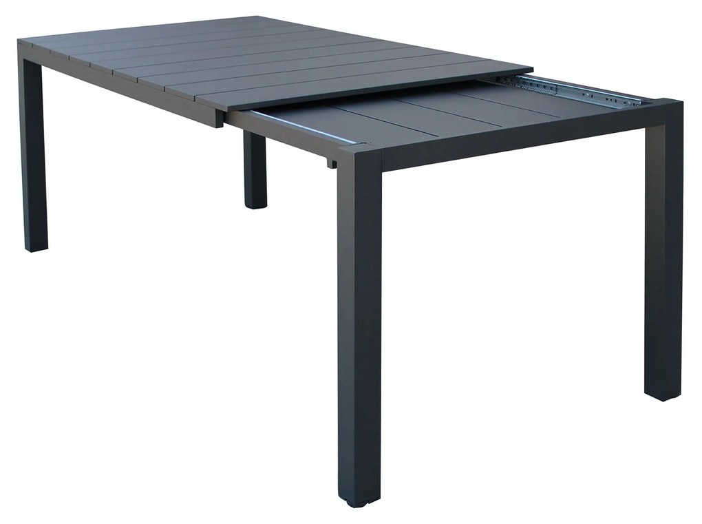 ALASKA - set tavolo in alluminio cm 148/214 x 85 x 75,5 h con 4 poltrone Lotus