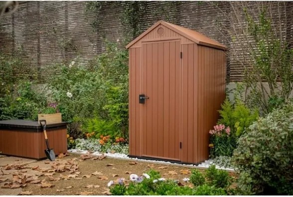 Casetta Da Giardino In Resina 125,8x117x205H Cm Darwin 4x4 Marrone Keter