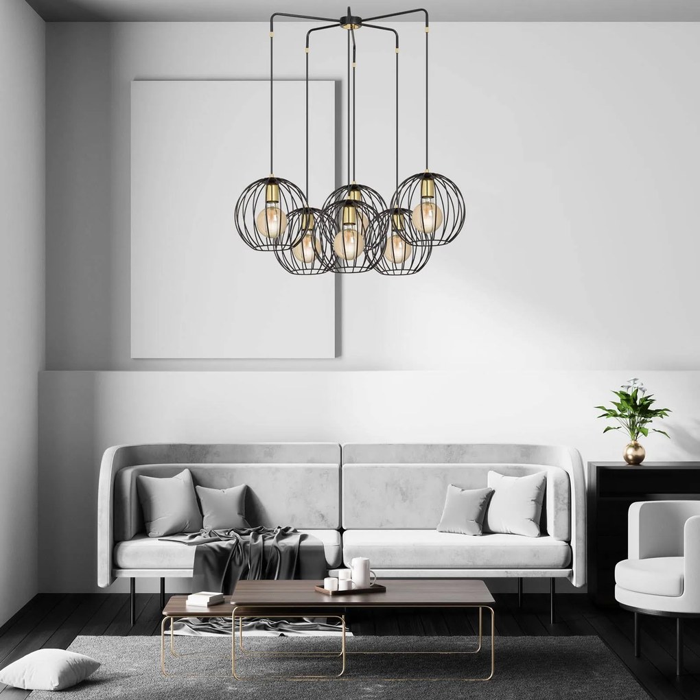 EMIBIG LIGHTING Lampada a sospensione Albio 6 con paralumi a gabbia, nero