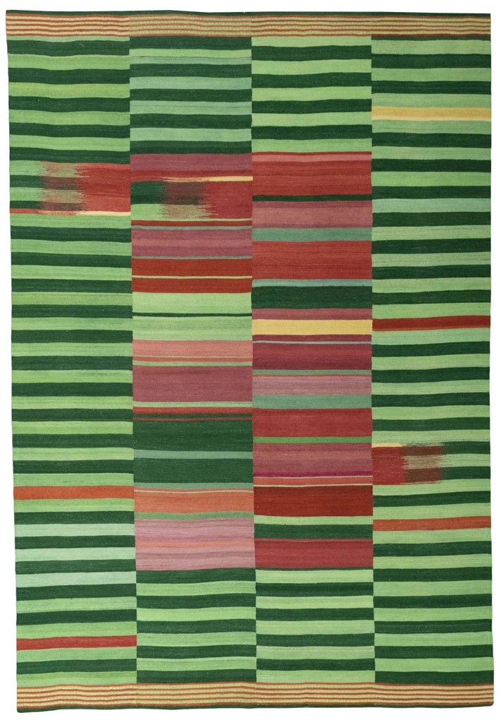 Kilim Tappeto 220 x 320 Verde (Iran) Tessuto A Mano