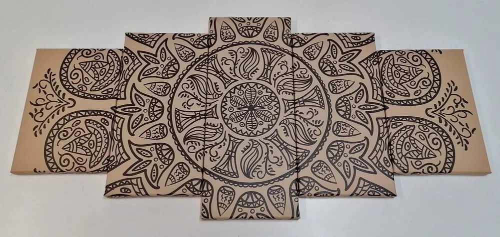 Quadri 5 pezzi – Mandala con motivo naturale astratto