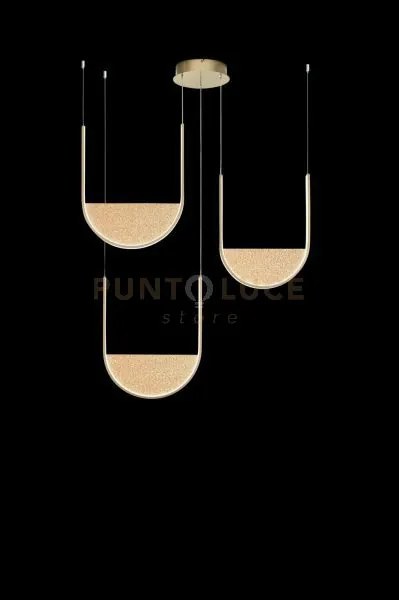Sospensione lotus 3 oro con vetro ambra l.40+40+36cm led 3000k 4200...