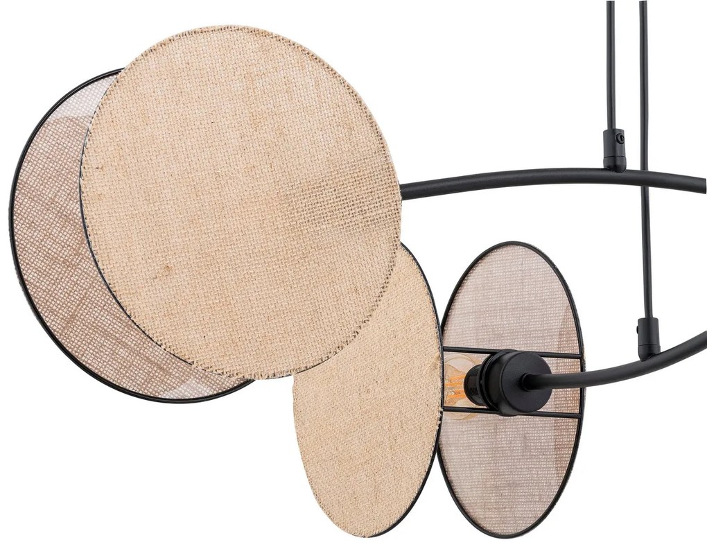 Lampadario a Sospensione MOTIF 4 in Acciaio e Tessuto 4xE14