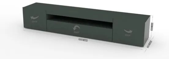 Mobile Porta TV Basso 200x40x36 Con 3 Ante Antracite Laccato Lucido Daiquiri