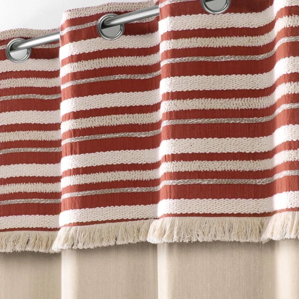 Tenda color mattone e di colore naturale in cotone 140x240 cm Atlas – douceur d'intérieur
