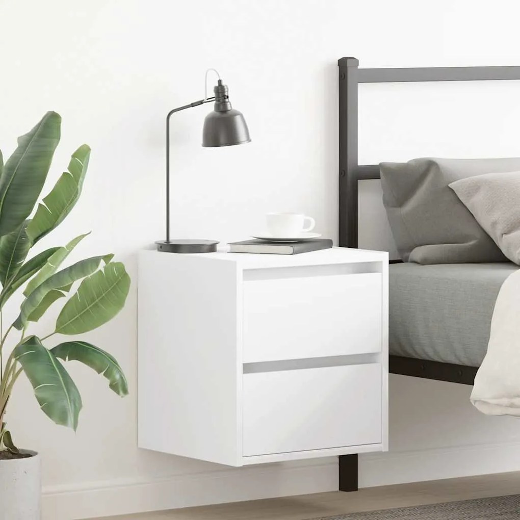 Comodini A Muro 2 Pz Bianchi 38x34x40 Cm /
