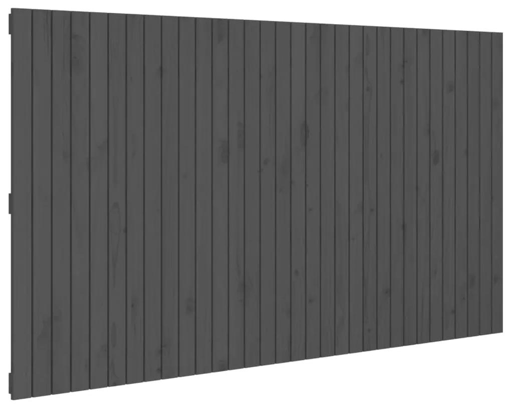 Testiera da parete grigia 204x3x110cm in legno massello di pino