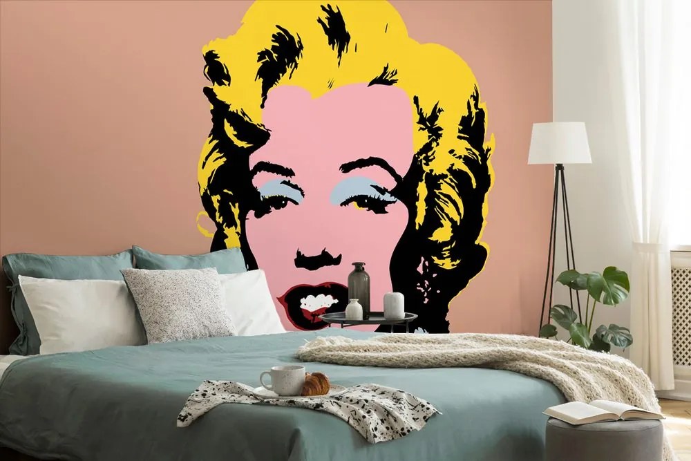 Carta da parati – Pop art Marilyn Monroe su sfondo marrone