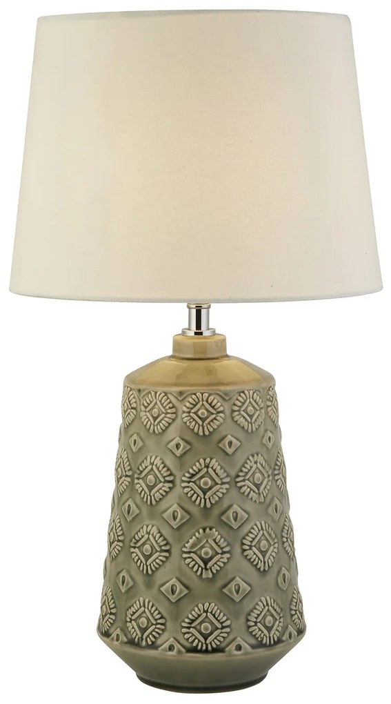 Lampada Scrivania Contemporanea Egitto Ceramica Grigio Tessuto Bianco 1 Luce E27