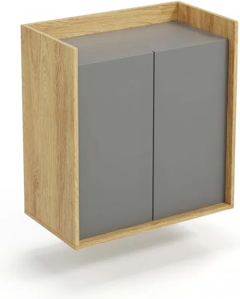 Comò modulare Mobius 2D in legno naturale/grigio - H83 cm