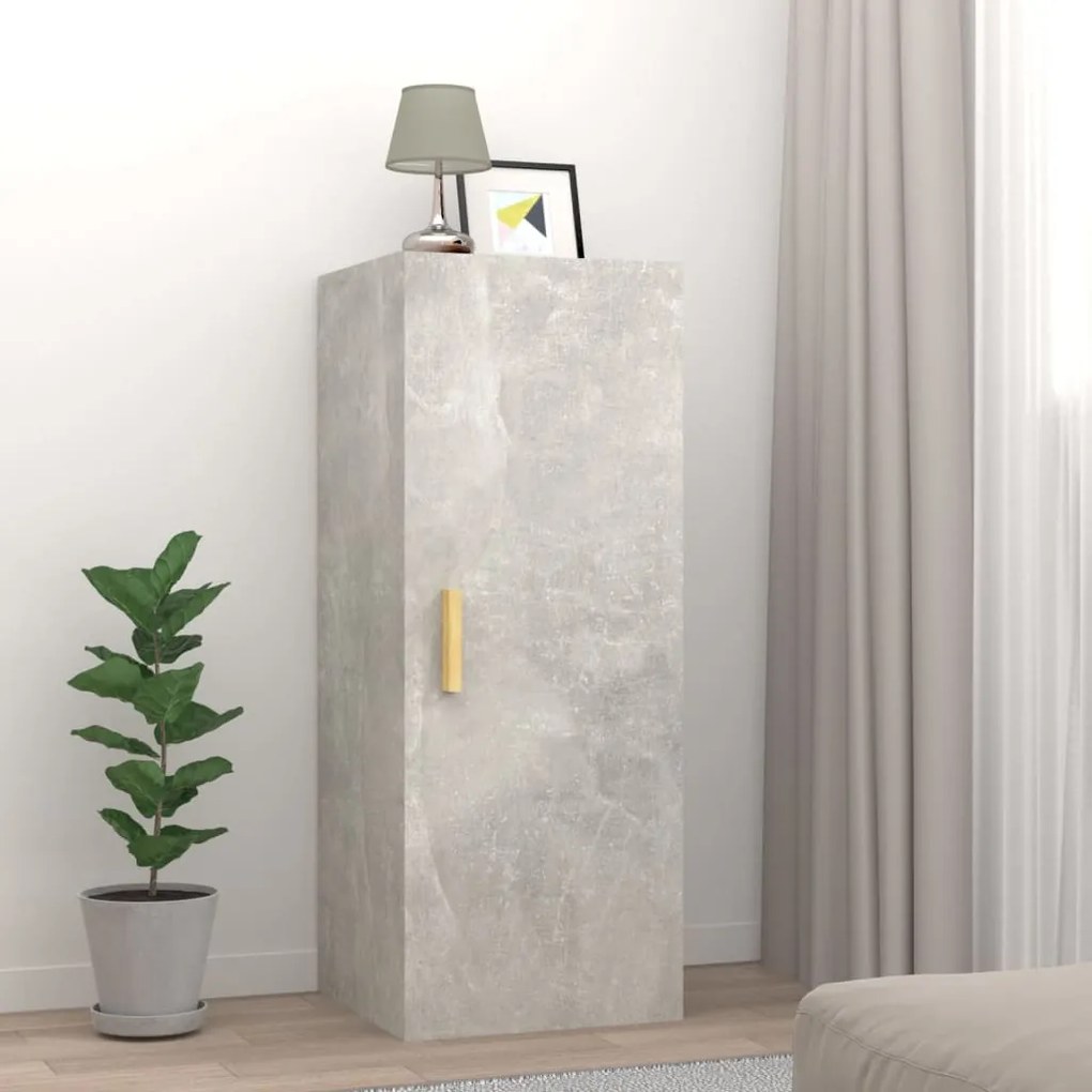 Armadietto A Muro Grigio Cemento 34,5x34x90cm Legno Multistrato /