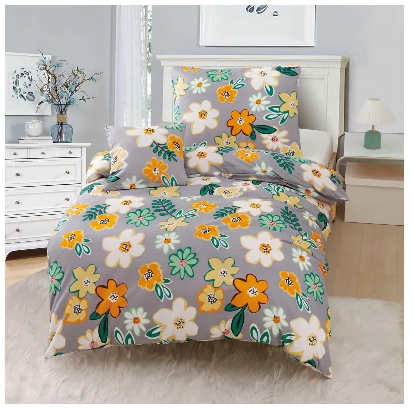 Lenzuolo singolo arancio-grigio 3 pezzi in microsatin 140x200 cm Grace - My House