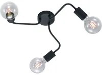 Plafoniera Interno Soffitto 3 Luci Moderna Tubo Metallo Nero Diallo GD Trio