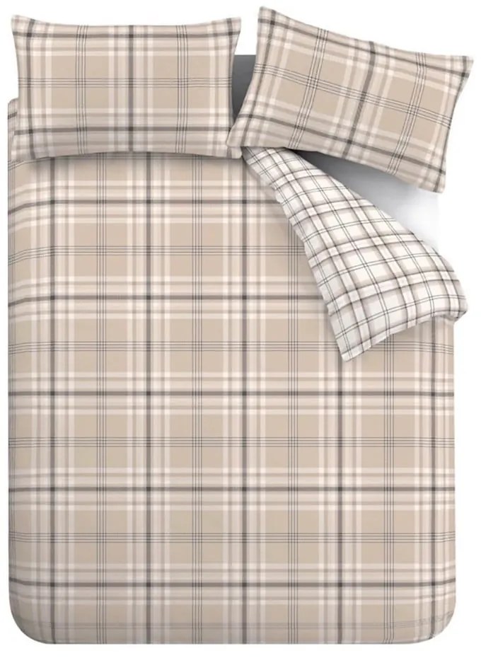 Biancheria da letto singola marrone-beige 135x200 cm Kelso Check - Catherine Lansfield