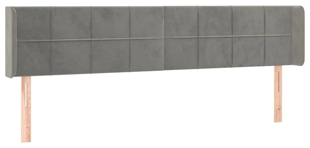 Testiera ad orecchio grigio chiaro 203x16x78/88 cm in velluto