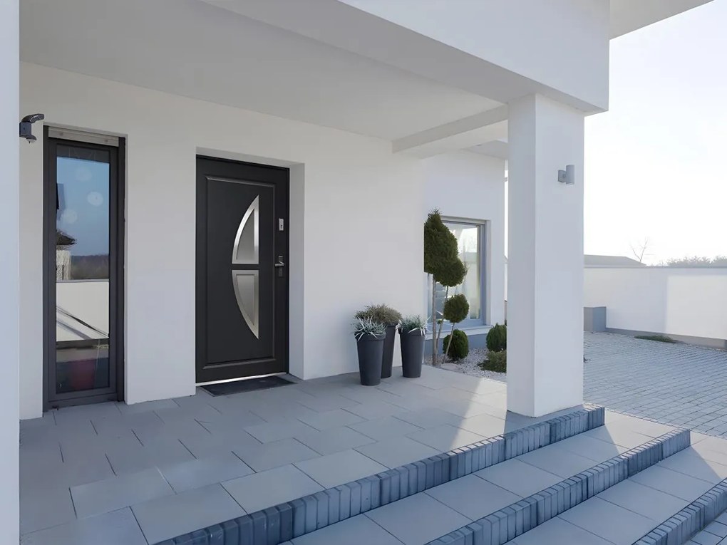 Porta d'ingresso Apertura verso sinistra H.207 x l.100 cm in Acciaio smaltato e Inox Antracite - COVAS