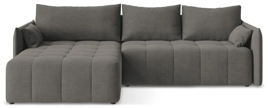 Divano angolare grigio scuro allungabile/con contenitore (con penisola a sinistra/con chaise lounge) Moku – Makamii