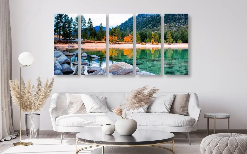 Quadri 5 pezzi – Lago in una natura splendida