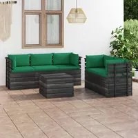 Set Divani da Giardino su Pallet 6 pz con Cuscini Massello Pino cod mxl 42346