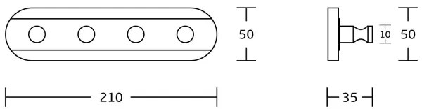 Aqualine - Muro asciugamano appendino SAMBA 21 cm cromo lucido
