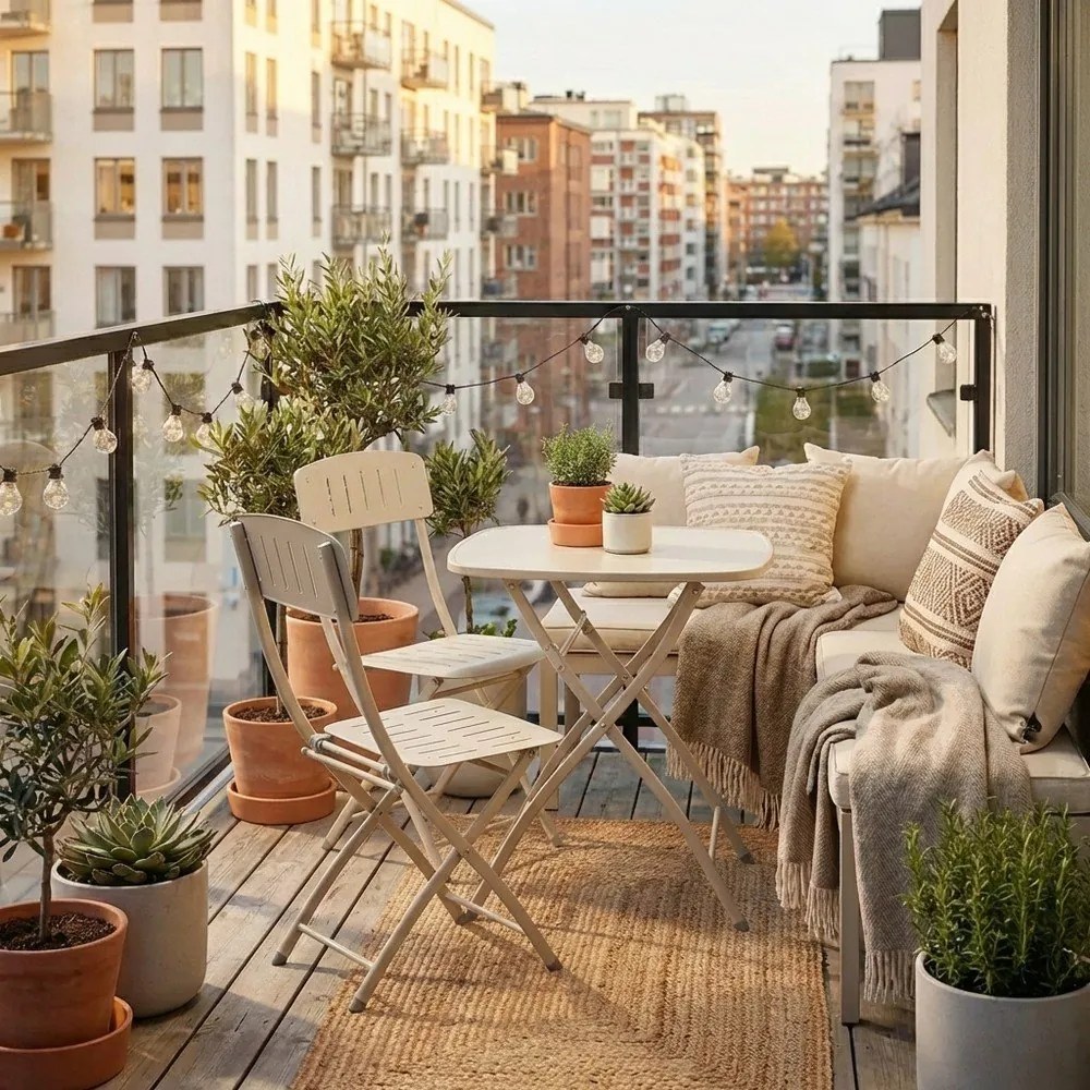 Set da pranzo da giardino beige in acciaio per 2 persone Yvonne – Bizzotto