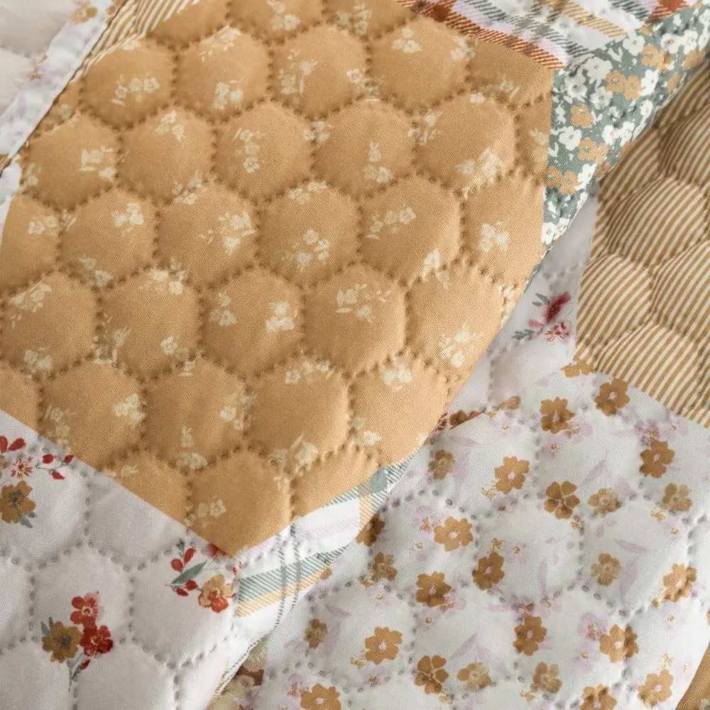 Copriletto trapuntato giallo e beige 220x230 cm Floral Patchwork - Catherine Lansfield