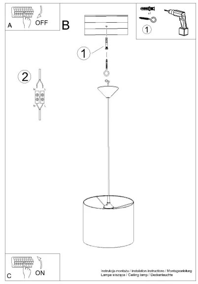 Sollux SL.1403 - Lampadario a sospensione con filo NOVA 1xE27/15W/230V diametro 30 cm bianco