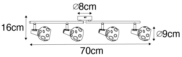 Plafoniera Art Deco dorata vetro fumé 4 luci - Vidro