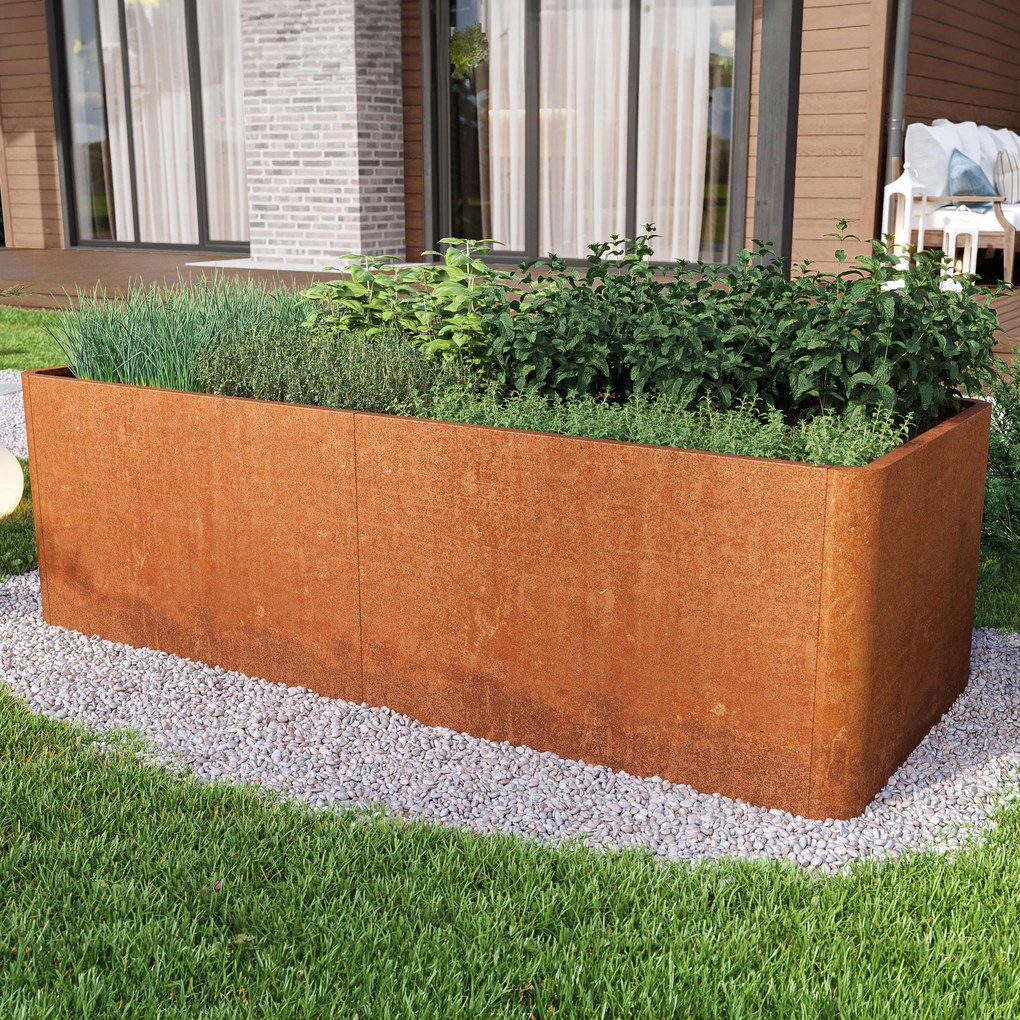 PRIMEYARD 200 x 80 x 80 cm Orto rialzato, acciaio corten, look ruggine - (GFPV00817)