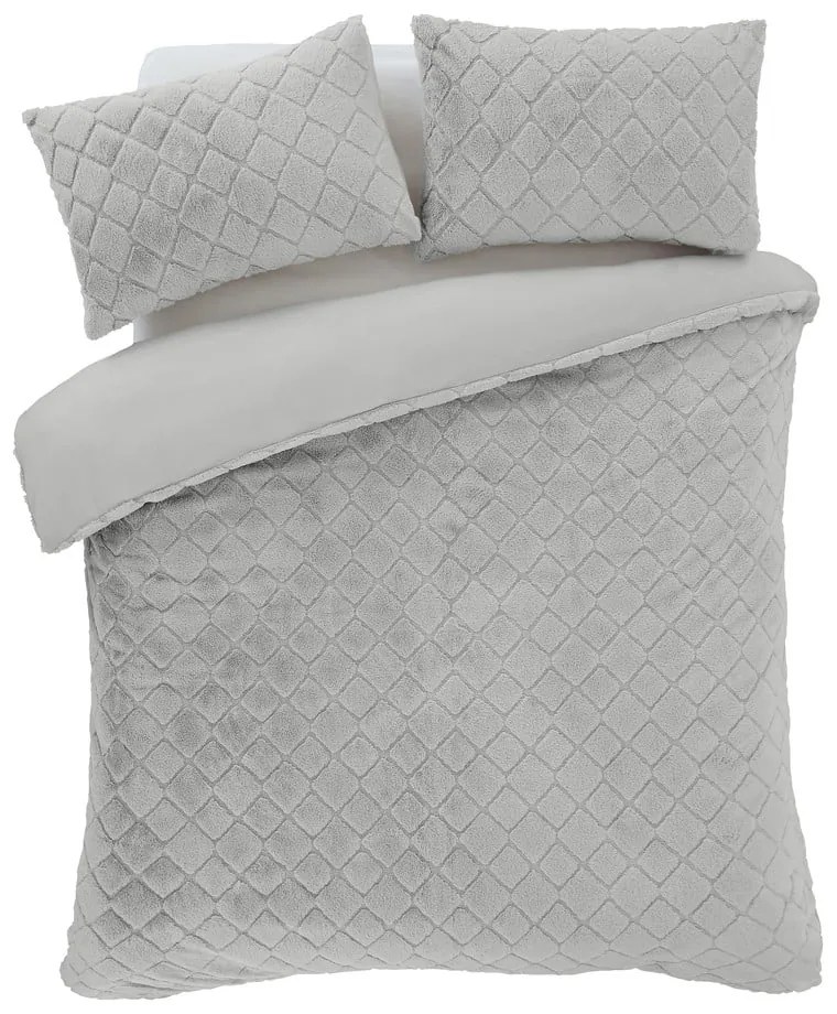 Set copripiumino e federa grigio in micropile per letto singolo 135x200 cm Cosy Diamond – Catherine Lansfield