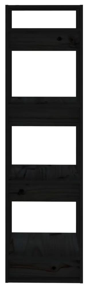 Libreria/divisorio nero 41x35x125 cm in legno massello di pino