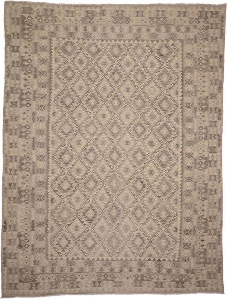 Kilim Tappeto 310 x 410 Grigio (Afghanistan) Tessuto A Mano