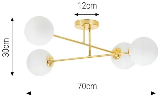 Lampadario a sospensione con supporto rigido 4xE27/35W/230V diametro 70 cm oro