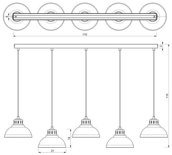 Lampadario a sospensione con filo SVEN 5xE27/15W/230V beige
